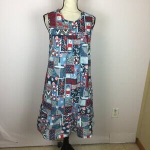 Like new! Anthony Richards Mumu Tank Dress SP Blue Red Nautica Sleeveless